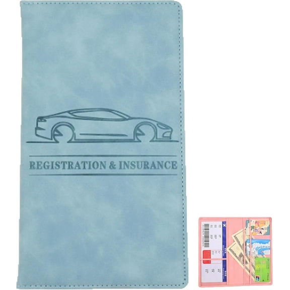 Car Registration and Insurance Card Holder, Leather Car Document Holder for Cards License with Magnetic Shut, for Driver License & other Essential Documents (Blue 1PCS)