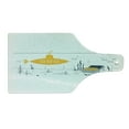 thumbnail image 2 of Yellow Submarine Cutting Board, Submarine Fish and a Treasure Chest on the Sea Bottom Print, Tempered Glass Cutting and Serving Board, Wine Bottle Shape, White and Earth Yellow, by Ambesonne, 2 of 5