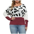 thumbnail image 2 of LEBONYARD Womens Sweaters Clearance Sales,Womens Large Size Solid Color Long Sleeve Sweaters Double Knit Lightweight Pullover Casual Tops Red L, 2 of 6