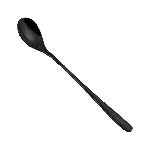 té helado de mango largo, cuchara de café, cuchara de helado, cucharas de acero inoxidable para mezclar, mezclar cócteles, té, café, batido, bebida fría (negro, ) ShuxiuWang 1327537031772