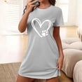 thumbnail image 2 of Tnhcen Stretchy Plus Size Sleep Dress Short Sleeve Round Neck Front Print Polyester Spandex S-2XL for All Body Types, 2 of 4