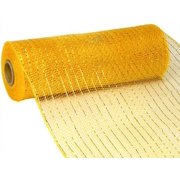 10 inch x 30 feet Deco Poly Mesh Ribbon - Metallic Yellow Gold: RE130153