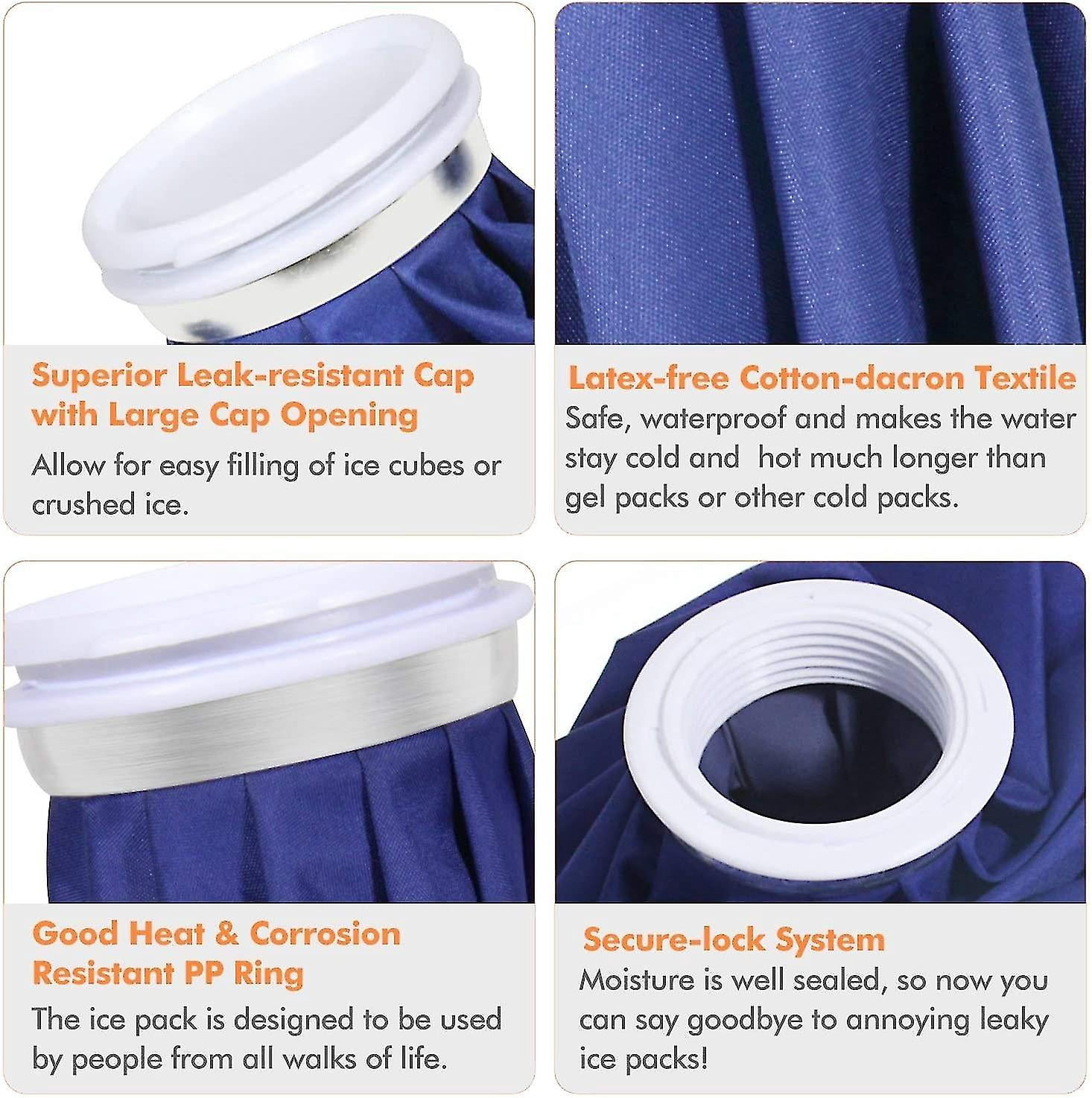 Reusable Ice Bag Hot Water Bag For Injuries, Hot & Cold Therapy And Pain Relief, 3-pack, 3 Sizes (6"/9"/11"), (for Hot Therapy Is 50-60/122-140)