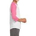 thumbnail image 3 of Mafoose Youth 3/4 Sleeves Colorblock Raglan Baseball Soft Jersey White/ Bright Pink YT200 S, 3 of 5