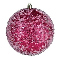 Vickerman 4.75" Fuchsia Glitter Hail Ball Ornament, 4 per Bag