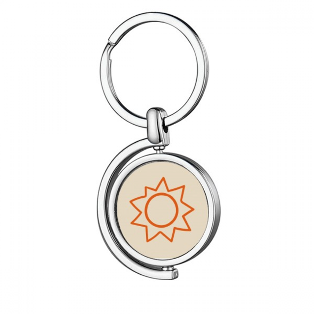 Orange Main Peinture Soleil Soleil Rotation Porte-Clés Porte-Clés en Métal
