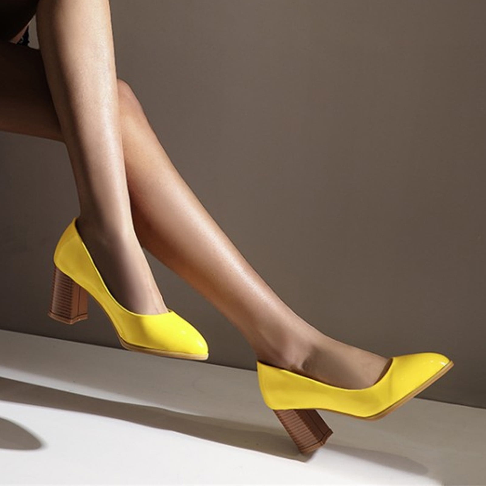 Bright Yellow Mix No. 6 Platform Heels - Size 8.5