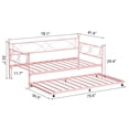 thumbnail image 3 of Bingirl Cadre de Lit de Jour en Métal Format Simple avec Tiroir-Lit : Roulettes Verrouillables, Lattes en Métal Robustes, Base de Matelas Rose Plateforme Canapé-Lit pour Salon, Chambre, Chambre d'Amis, 3 of 7