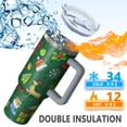 thumbnail image 5 of Green Christmas Santa and Snowman Pattern Tumbler with Handle and Lid,40oz Double Wall Vacuum Insulated Tumbler,Cups Gift for Women and Men, 5 of 7