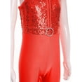 thumbnail image 6 of YONGHS Kids Girls Metallic Shiny Gymnastics Leotard Bell-bottom Full Body Bodysuit Jazz Dance Costume Red 6, 6 of 7