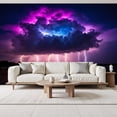 thumbnail image 2 of Enchanted Forest Wallpaper Dramatic Thunderstorm Purple Blue Sky Strikes Peel and Stick Wall Murals 69"H x 96"W Removable PVC Wall Paper Self-Adhesive Wall Paintings for Bedroom Living Room, 2 of 7