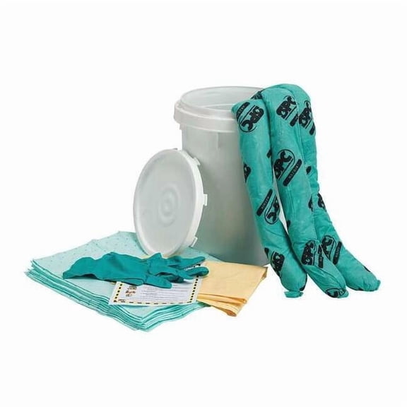 Spill Kit, 9 gal Volume Absorbed per Kit, 6 1/2 gal Capacity, Bucket, White SKH-BKT