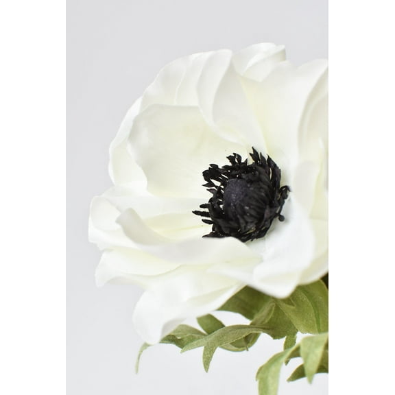 17" Faux Anemone White Stem