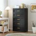 thumbnail image 6 of Black 5 Drawer Metal Dresser for Bedroom, Tall Black and Gold Dresser for Closet, Metal Chest of Drawers, Dressers & Chests of Drawers for Living Room, Hallway, Office, Bedroom, 6 of 15