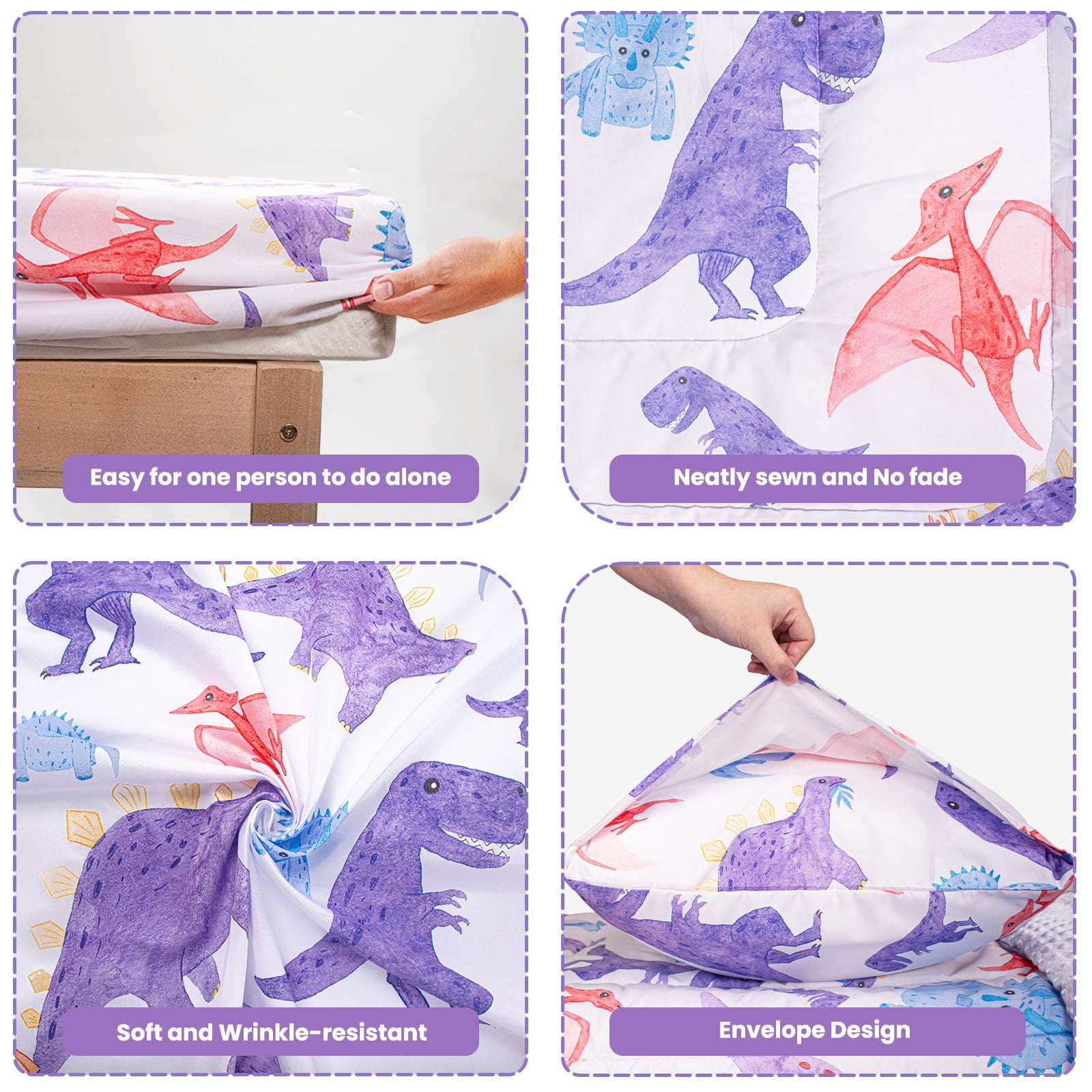 Beavtaens Toddler Bedding Set, 4 Piece Bed in a Bag Toddler Comforter Set, Soft and Airy, Machine Washable and Durable, Suitable for Most Seasons