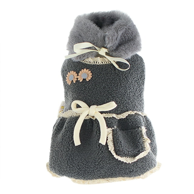 Koszal Chien Robe Fleur Imprimer Dress-up Texture Douce Animaux de Compagnie Chiens Princesse Robe Écharpe Ensemble pour l'Extérieur