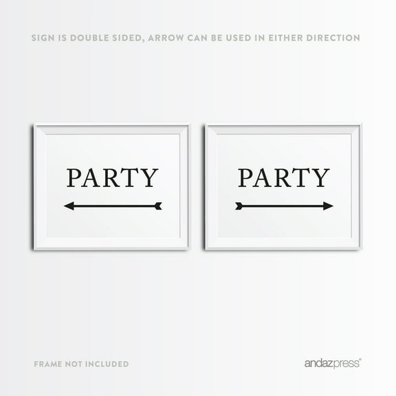 Party Formal Black & White Wedding Party Directional Signs, Double-Sided