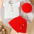thumbnail image 6 of NIEWTR Toddler Baby Girl Summer Clothes Bow Floral Letter Print Short Sleeve Shirt Shorts Set Summer Outfit Pajamas Set Red 6-12 Months, 6 of 9