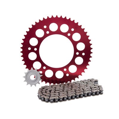 Rear Drive Chain Primary Drive Alloy Kit & O-Ring Chain Red Rear Sprocket - Fits: Honda CRF450R 2004-2008 ()