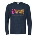 thumbnail image 1 of Peace Love Baseball Sports Mens Long Sleeve Shirt, Vintage Heather Navy, 3X-Large, 1 of 4