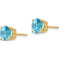thumbnail image 3 of 14K Yellow Gold 7mm Blue Topaz Earrings (7 X 7) Made In India xe74bt, 3 of 6