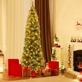 thumbnail image 1 of Costway 8 FT Pre-Lit Christmas Tree Slim Pencil Hinged with 420 Lights & 1168 Branch Tips, 1 of 10