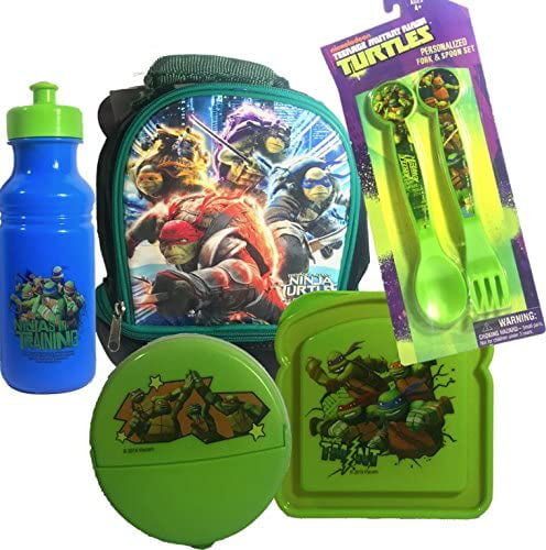 TMNT Teenage Mutant Ninja Turtles Soft Insulated Lunch Box w/ Bottle Water NEW! 
