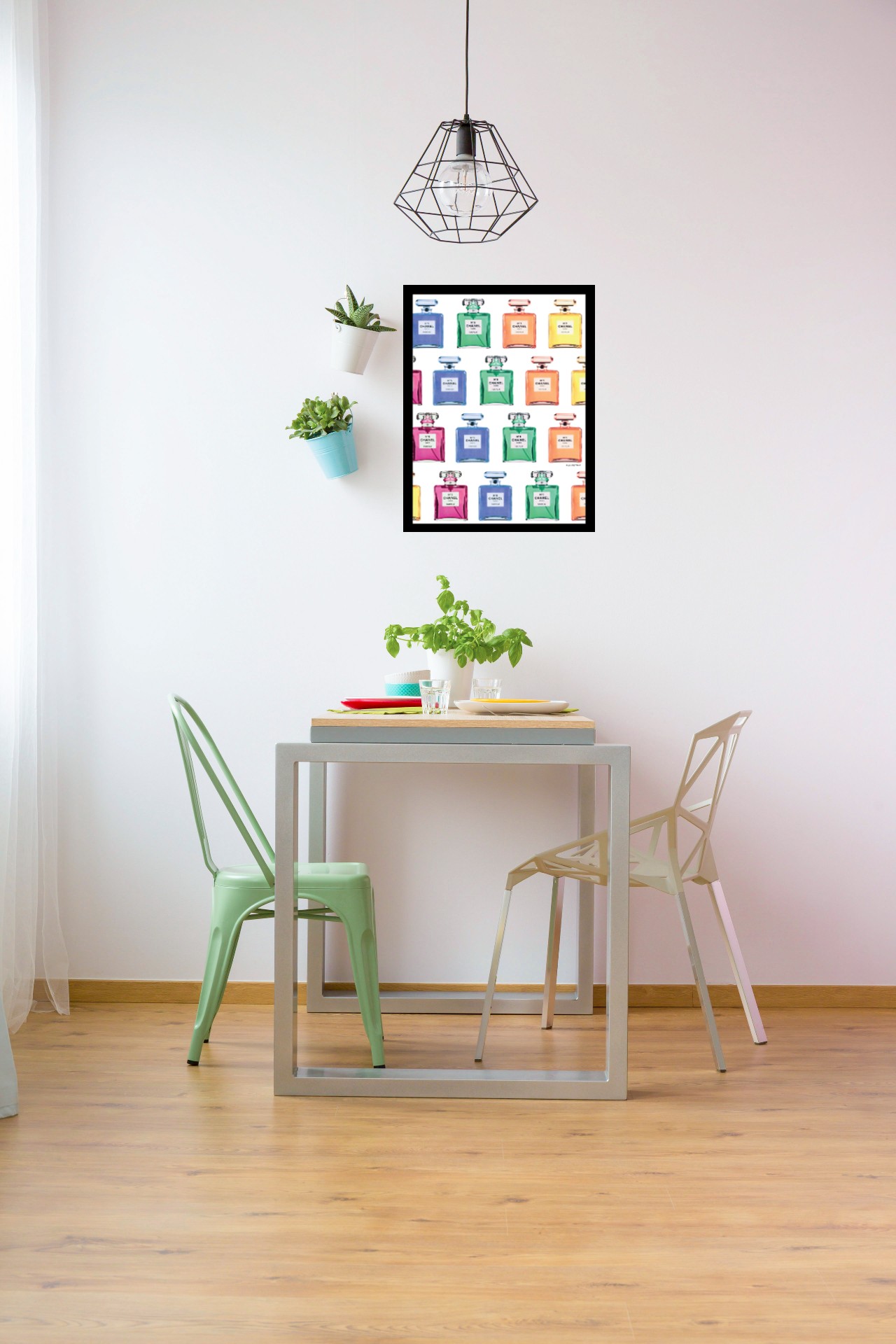 Venice Beach Collection's Colorful Fashion Perfume Bottle Wallpaper Design 14x18 Framed Print
