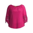 thumbnail image 3 of Ella Samani Women's Plus Size Long Lace Bell Sleeve Top, 3 of 6
