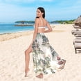 thumbnail image 6 of FORMRS Womens Long Sarong Beach Wrap Semi-Sheer Bikini Skirt Bathing Swimsuit Cover Up, Green Mountain Pattern, 6 of 7