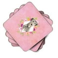 thumbnail image 2 of Irish Wolfhound Pink Flowers Foam Coaster Set of 4, 2 of 4