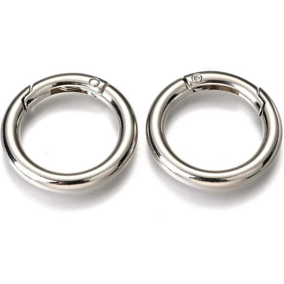 5pcs 5Pcs Platinum Zinc Alloy Spring Gate Rings Trigger Spring O Ring Platinum Metal Round Spring Clips Circle for Keychains Bags Purses Handbags DIY Crafts Accessory 35x5mm