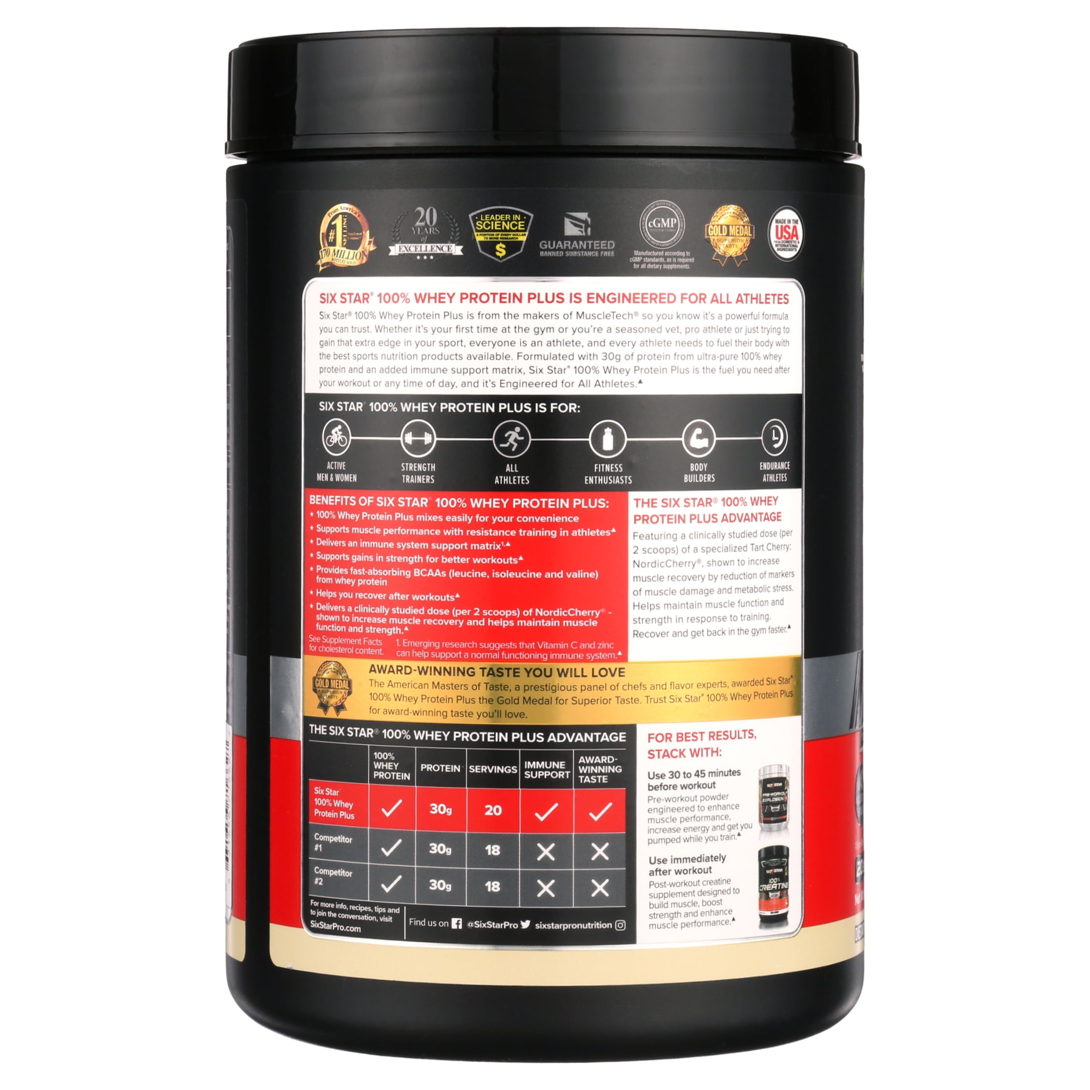Six Star Pro Nutrition Elite Series 100% Whey Protein Powder, Vanilla Cream, 2lbs