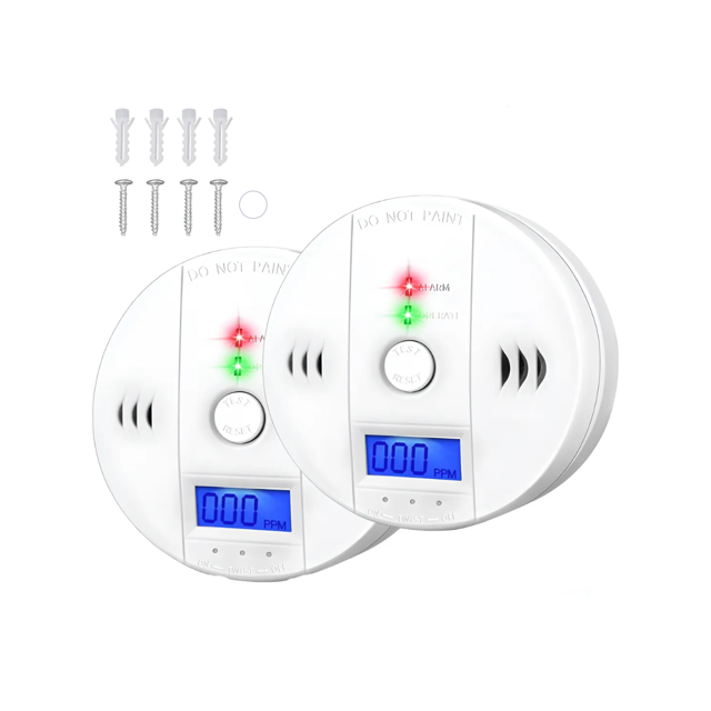 Seguridad Detector Humo Monóxido 2 Pcs Malubero, Blanco