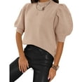 thumbnail image 2 of Puff Sleeve Women Solid Crewneck Knit Sweater, 2 of 4
