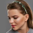 thumbnail image 2 of Bling Rhinestone Diadema Diadema de franela con diamantes de imitación verdes para mujer 5.51 x0.79, 2 of 7