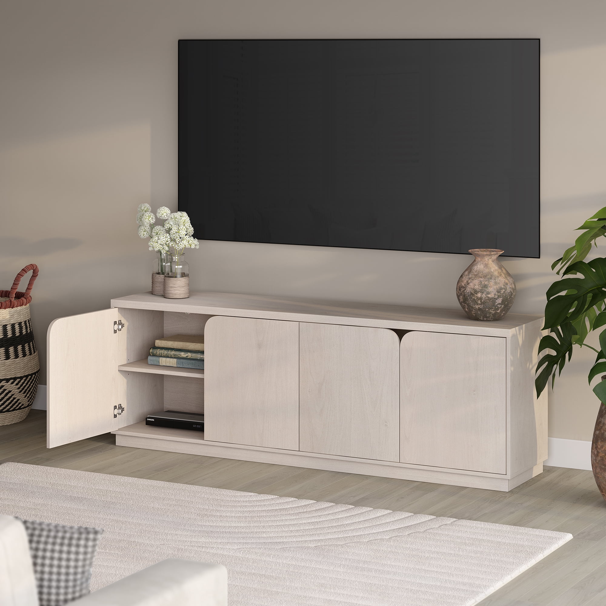 Fitzroy Rectangular TV Stand for TV's up to 78" in Alder White