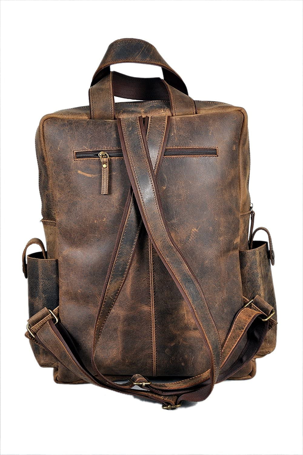 leather laptop backpack women's