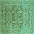 thumbnail image 1 of Ahgly Company Machine Washable Indoor Square Oriental Turquoise Blue Industrial Area Rugs, 6' Square, 1 of 4