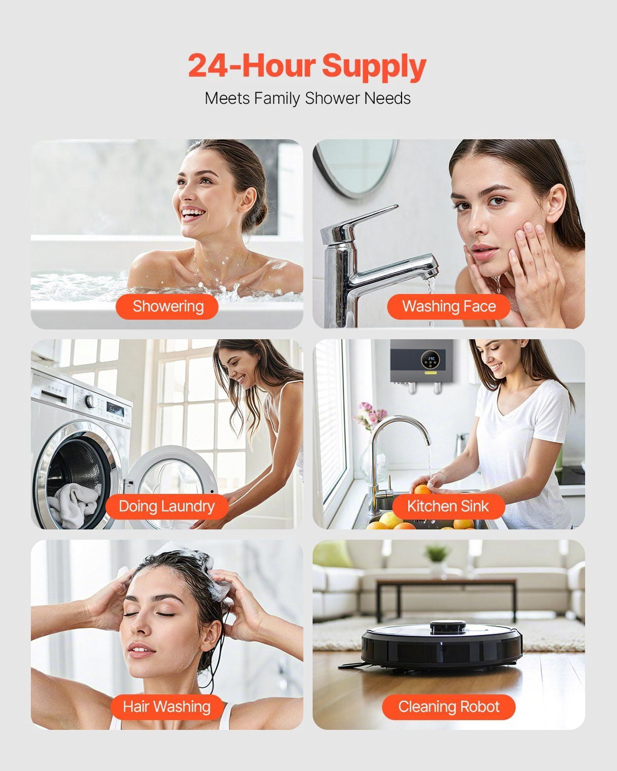 Smart 36kW Tankless Electric Water Heater for Instant Hot Water, LCD Touch Screen with Child Lock, Easy Install