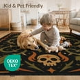 thumbnail image 4 of ODIKA 8'x10' Washable Area Rug Non-Slip Chair-Friendly Mat Orange Black Gothic Pumpkin and Skull Design Elegant Seasonal Motif with Star Leaf for Dining Room, Large Office, Lounge, 4 of 7