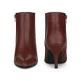 thumbnail image 2 of BLISSFUL STEP Women's Pointed Toe Zipper Stiletto Heels Ankle Boots Burgundy 10, 2 of 7