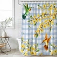 thumbnail image 6 of Forsythia Flowers Shower Curtain Set - Standard 72" x 72" Washable Bathtub Curtain with 12 Hooks, Spring Yellow Floral Hummingbird Blue Plaid Waterproof Fabric Shower Curtains for Bathroom/Bathtub, 6 of 6