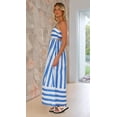 thumbnail image 2 of Gdvsclr Women'S Striped Back Smocked Maxi Dress Spaghetti Strap Cut Out Flowy Swing Long Dress Blue S, 2 of 8