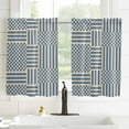thumbnail image 3 of Blue Geometric Kitchen Curtains 39 Inch Length, Farmhouse Curtains & Drapes, Modern Abstract Art Striped Plaid Rod Pocket Window Curtains for Living Room/Bedroom, 27.5x39, 2 Panels, 3 of 5
