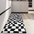 thumbnail image 4 of Black and White Wavy Checkerboard Pattern Kitchen Rug Mat,Kitchen Runner Rugs Non Skid Washable,Decorative Kitchen Floor Mats for Kitchen,Sink,Laundry,17"X47", 4 of 5
