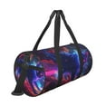 thumbnail image 3 of Lafuoo Cosmic Cat Psychedelic Journey Pattern Round Duffel Bag with Adjustable and Detachable Shoulder Strap Sports Gym Bag for Travel, Business, Sports-One Size, 3 of 5