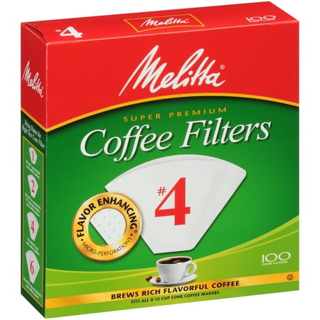 Melitta #4 White Cone Coffee Filters, 100 Ct