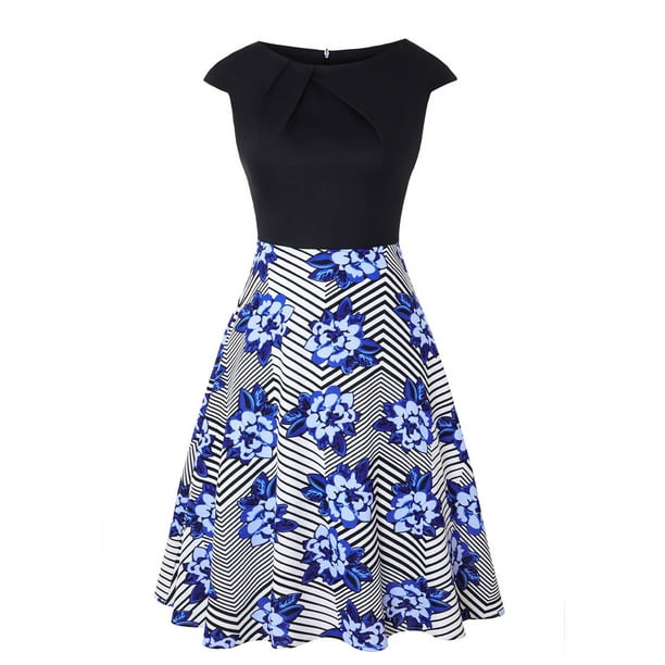 Women's Short Sleeve Elegant A-Line Party Wedding Guest Swing Cocktail