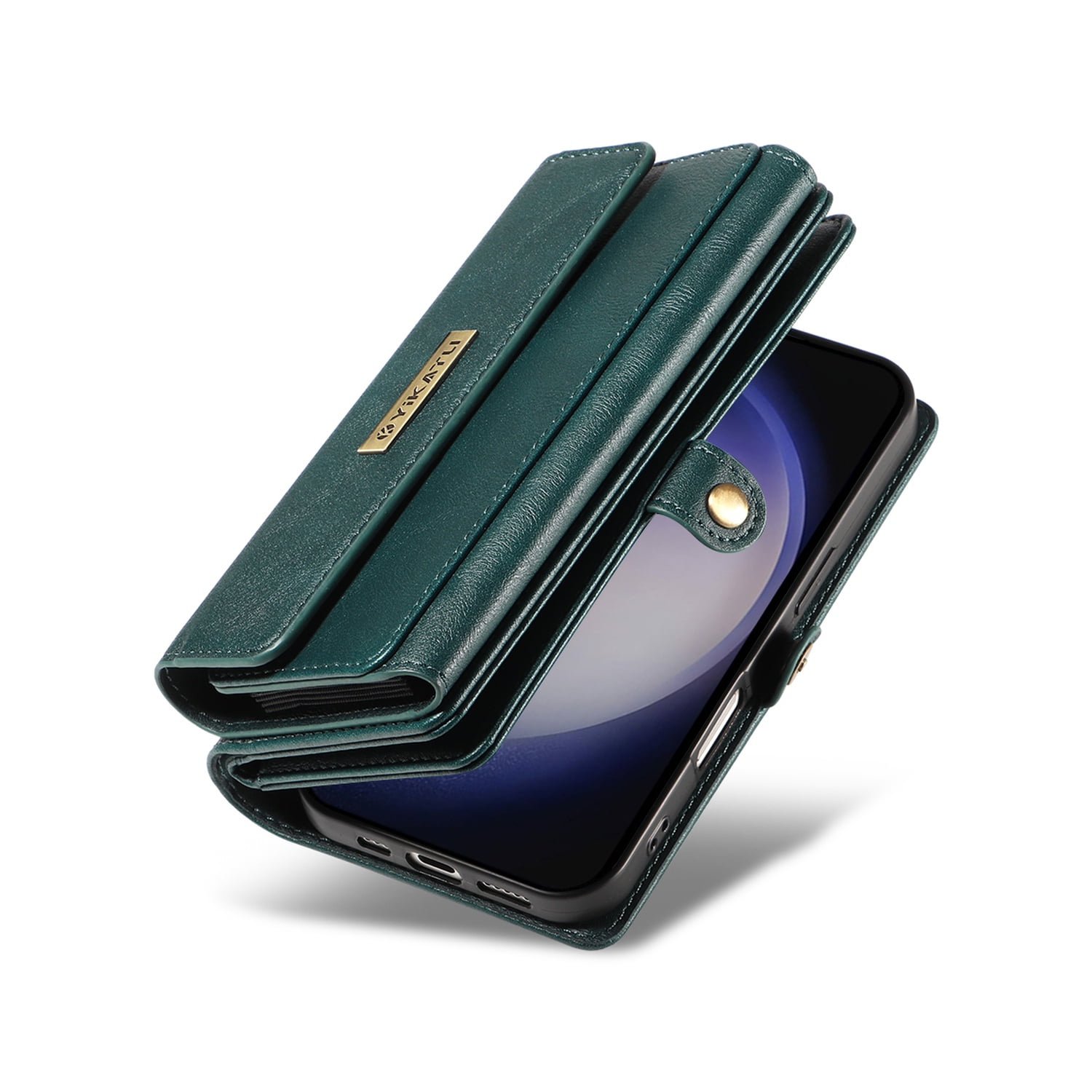 Dteck for Samsung Galaxy S25 FE Case Wallet with RFID Blocking Card Holder for WomenMen, PU Leather Magnetic Snap Flip Zipper Strap Crossbody Wallet Phone Cover 6.7",Green